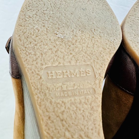 AUTHENTIC HERMES SUEDE AND LEATHER NIKITA LADY SHOES PUMPS SZ 6 MADE IN ITALY - Picture 11 of 14